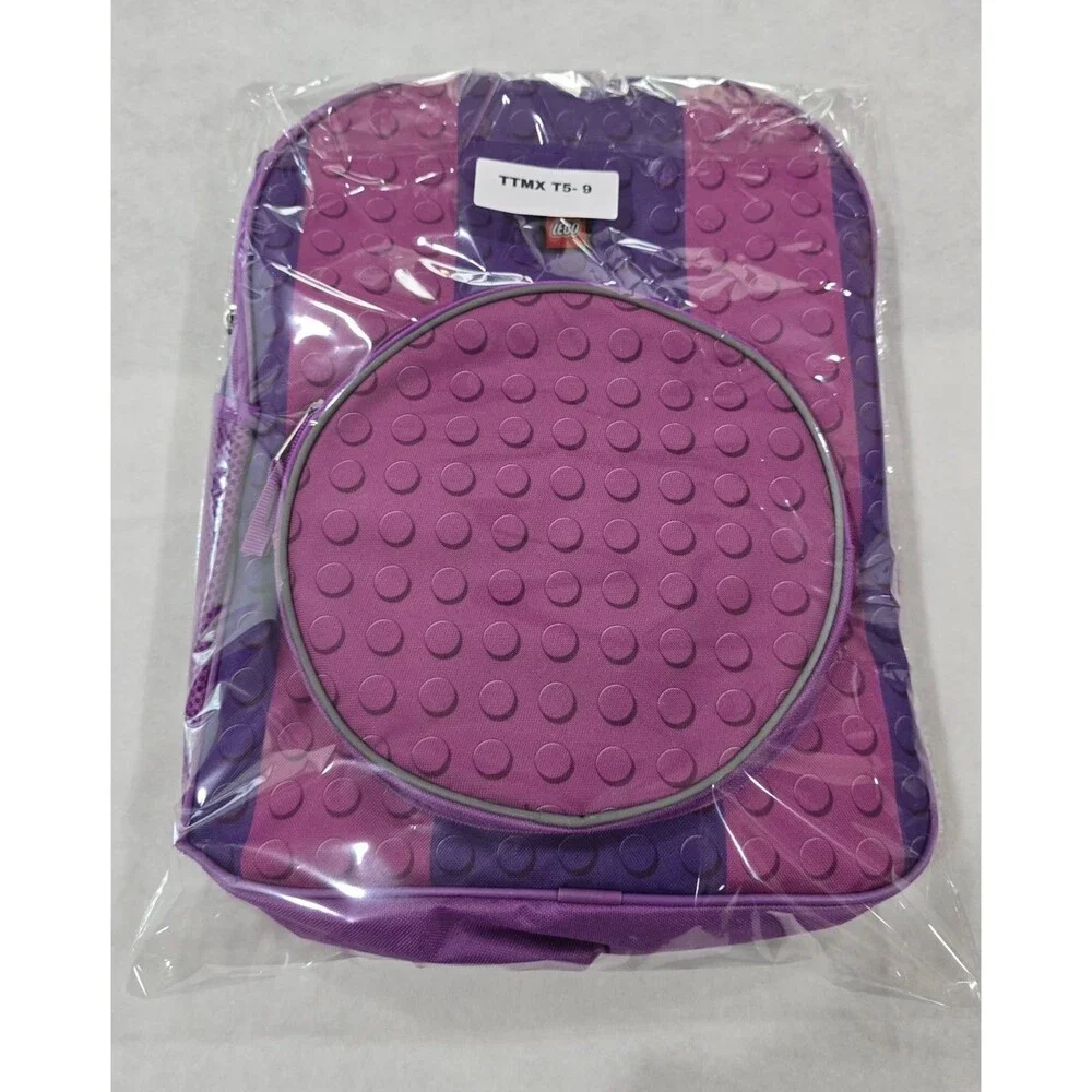 Lego Backpack Kids Purple Pink Brick Design Reflective Zipper Vintage